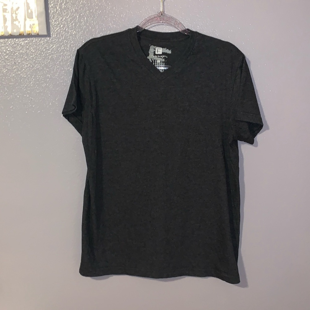 Fission grey casual v-neck short sleeve shirt